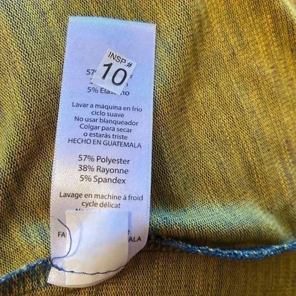 LuLaRoe Open Front High Low Cardigan Shrug.  Blue & Yellow Stripe, Size Medium. - Picture 9 of 12